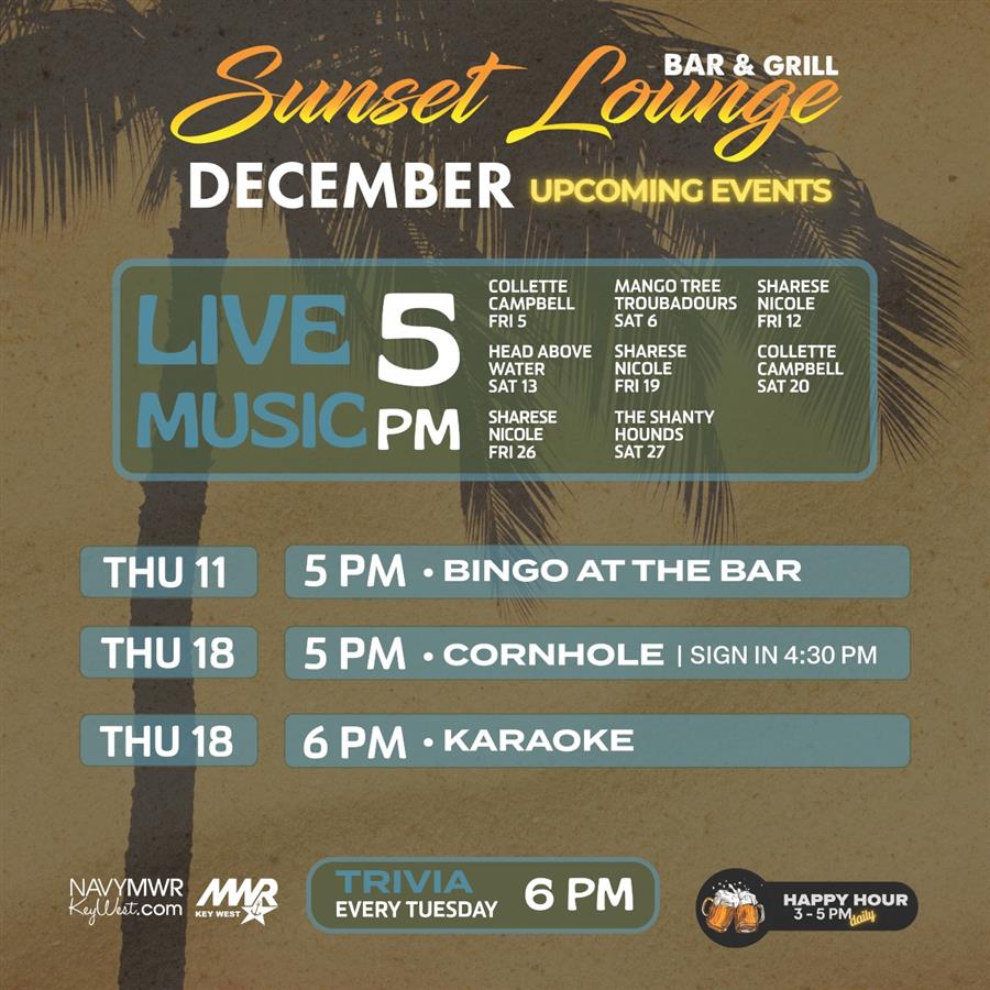 DECEMBER upcoming events COLLETTE MANGO TREE SHARESE CAMPBELL TROUBADOURS NICOLE FRI5 SAT 6 FRI 12 HEAD ABOVE SHARESE COLLETTE WATER NICOLE CAMPBELL SAT 13 FRI 19 SAT 20 SHARESE THE SHANTY NICOLE HOUNDS FRI 26 SAT 27 THU 1 5 PM : BINGO AT THE BAR THU18 5PM : CORNHOLE SIGN IN4:30 PM THU18 6 PM - KARAOKE DECEMBER upcoming events COLLETTE MANGO TREE SHARESE CAMPBELL TROUBADOURS NICOLE FRI5 SAT 6 FRI 12 HEAD ABOVE SHARESE COLLETTE WATER NICOLE CAMPBELL SAT 13 FRI 19 SAT 20 SHARESE THE SHANTY NICOLE HOUNDS FRI 26 SAT 27 THU 1 5 PM : BINGO AT THE BAR THU18 5PM : CORNHOLE SIGN IN4:30 PM THU18 6 PM - KARAOKE