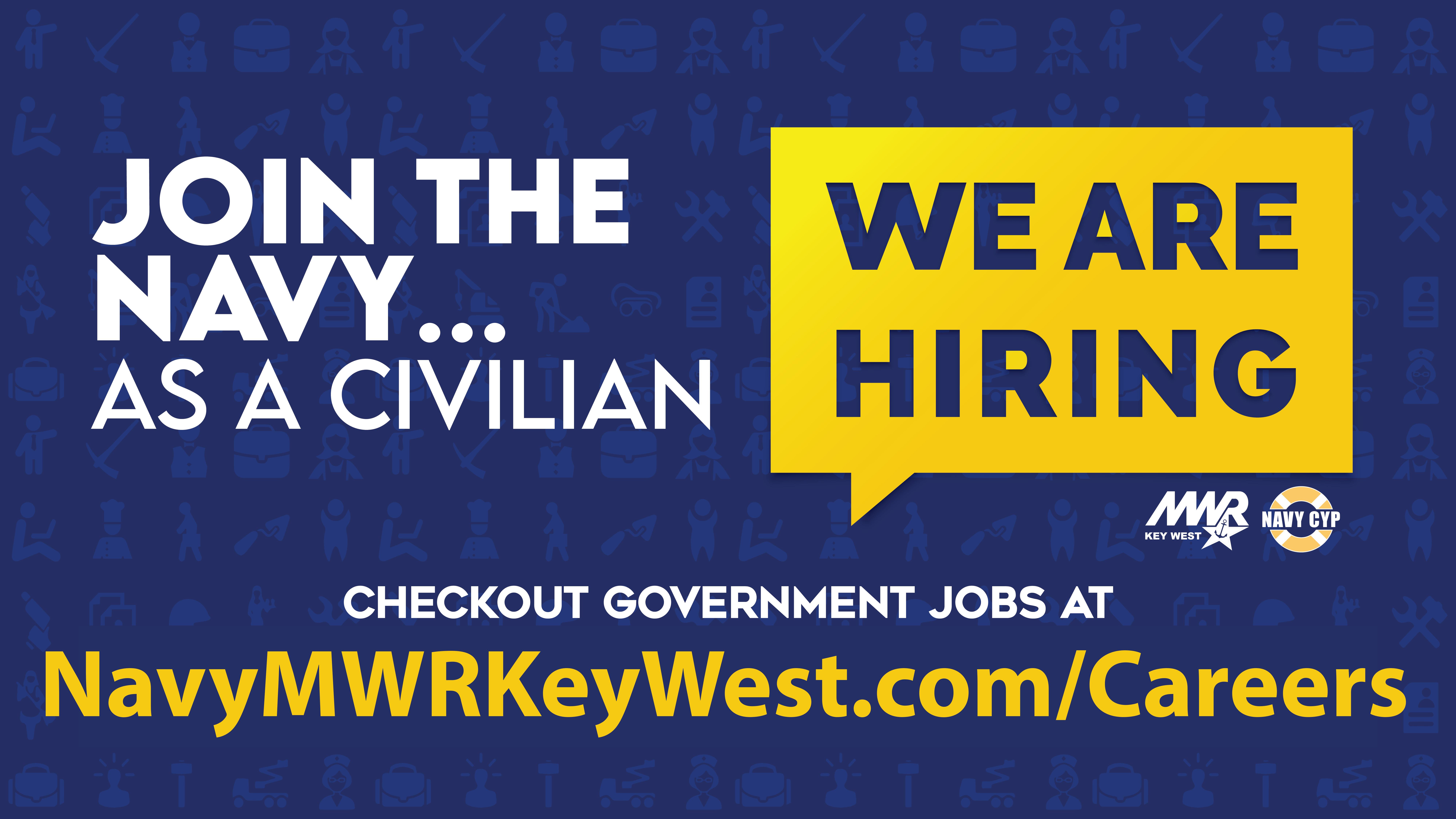 MWR and CYP are hiring. Check out our current government jobs at www.navymwrkeywest.com/careers MWR and CYP are hiring. Check out our current government jobs at www.navymwrkeywest.com/careers