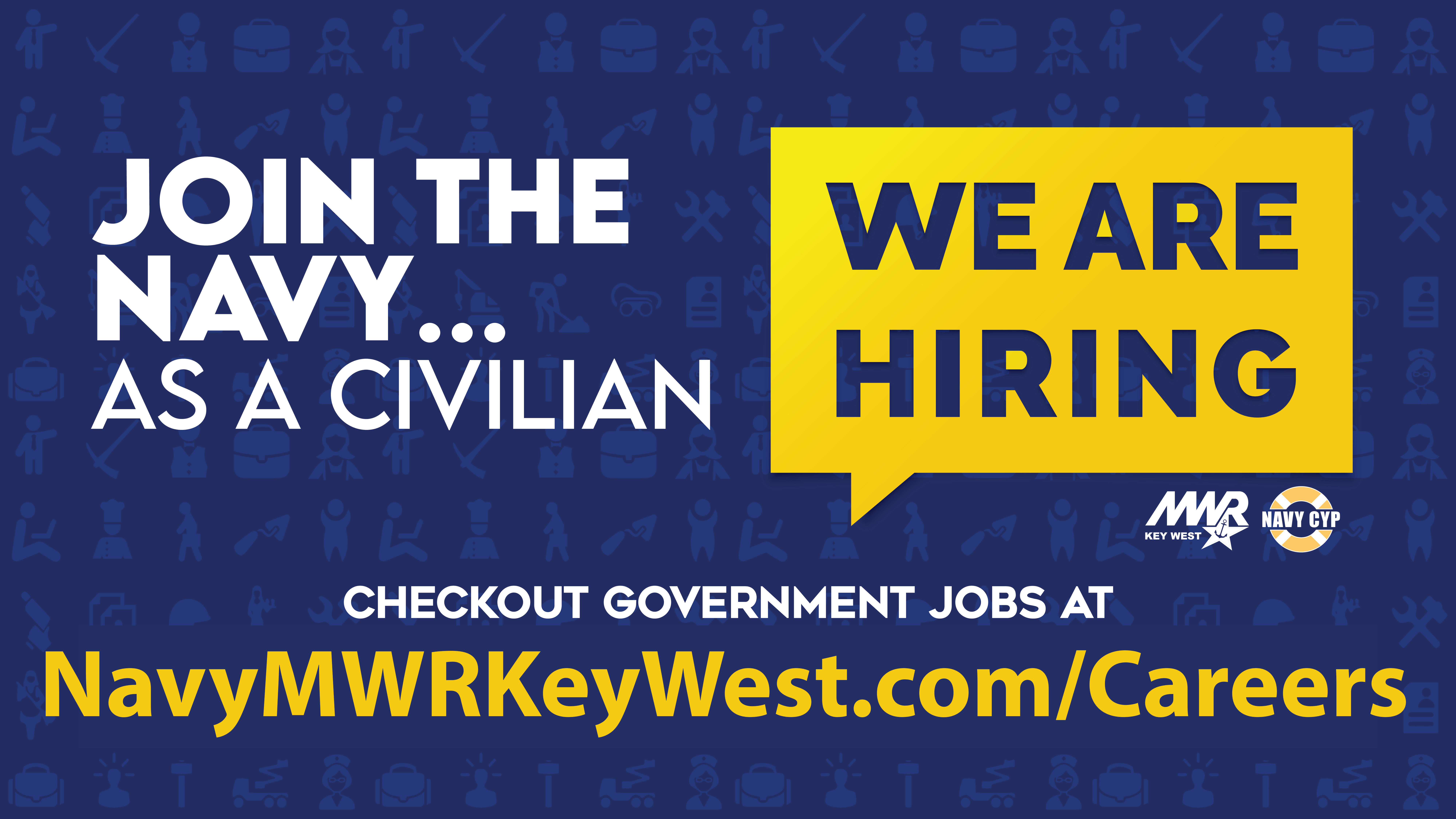 MWR and CYP are hiring. Check out our current government jobs at www.navymwrkeywest.com/careers MWR and CYP are hiring. Check out our current government jobs at www.navymwrkeywest.com/careers