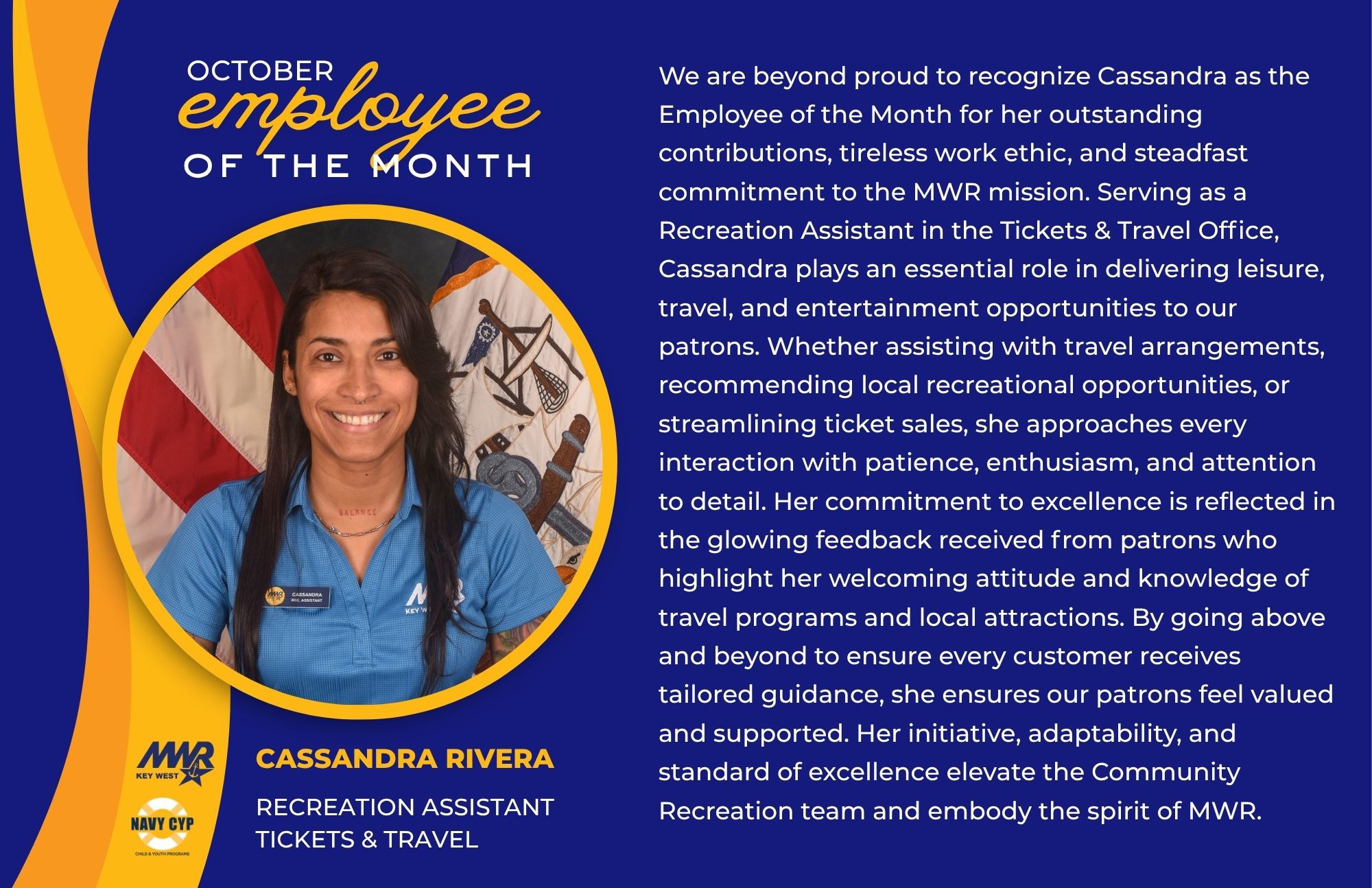 Congratulations, Cassandra Rivera - October Employee of the Month