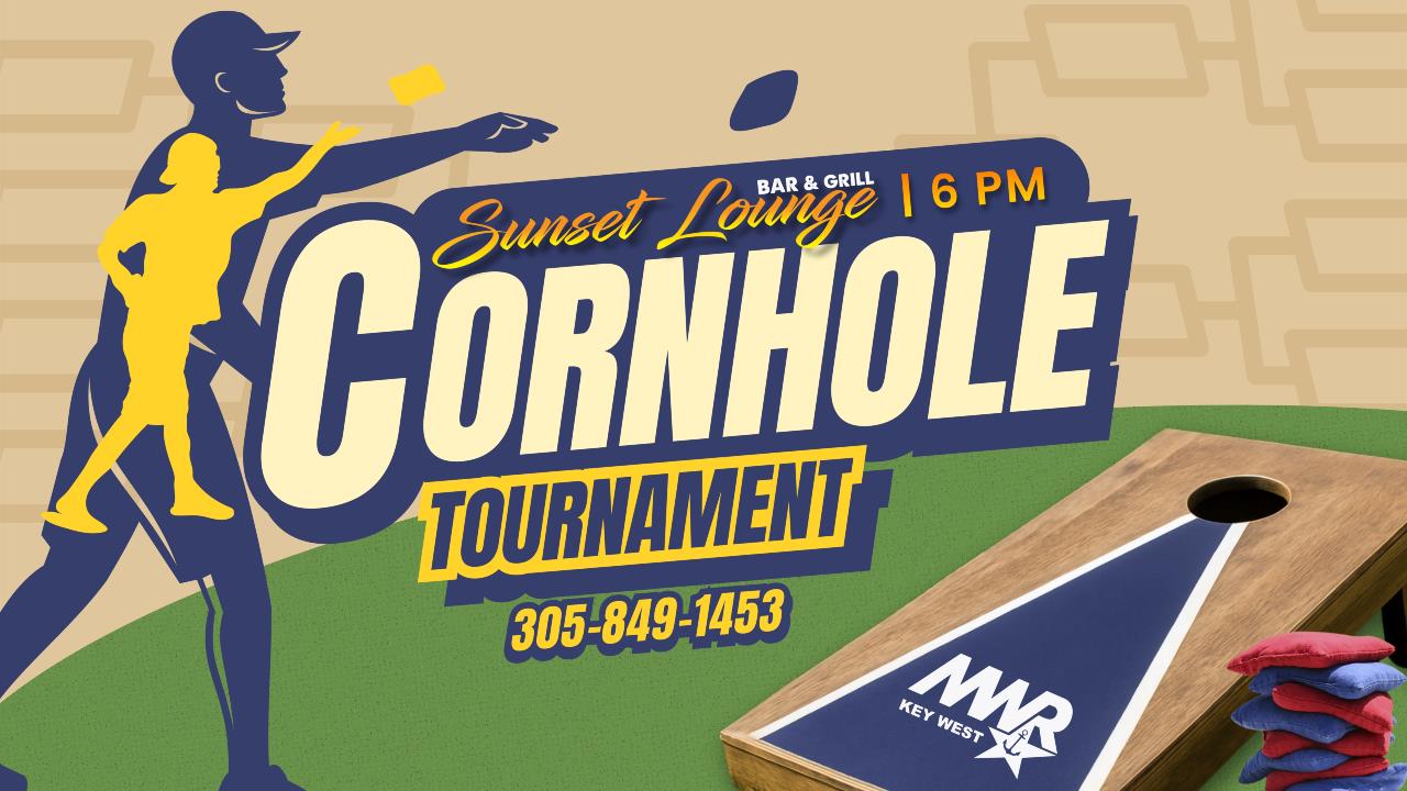 Cornhole Tournament at Sunset Lounge Bar & Grill starting at 6 PM. Contact 305-849-1453 for more information.