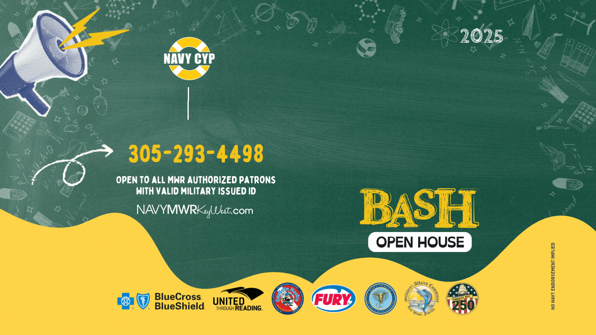 Come celebrate the beginning of the school year with MWR and CYP on July 31 from 4 - 7 PM at the Youth Center on Sigsbee Park. There will be FREE backpacks and school supplies in addition to raffles and other giveaways. 