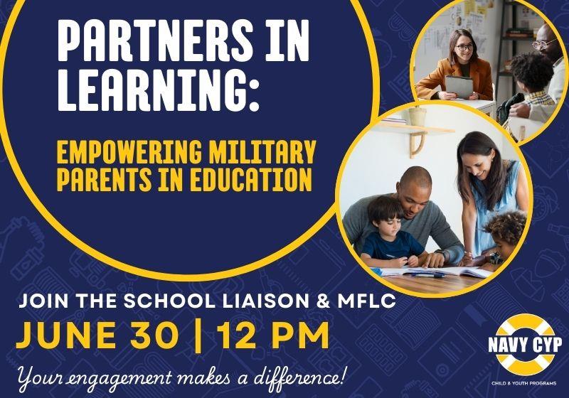 June 30 at 12pm at the sigsbee community center. Join the School Liaison and MFLC for an interactive session on supporting your child’s education. Learn how parental involvement boosts success, how to navigate school systems, and access resources to support academic and emotional growth. Your engagement makes a difference!