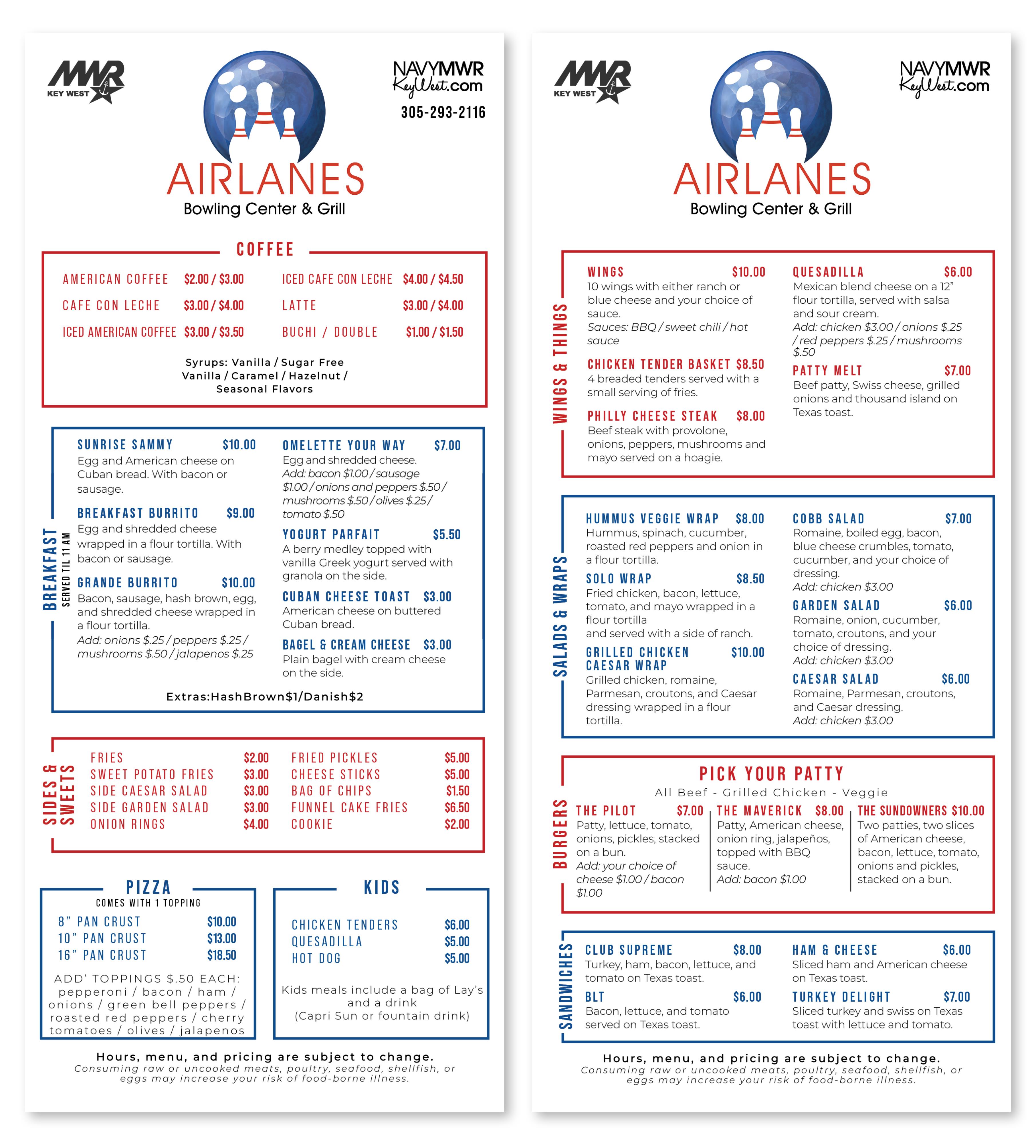 Airlanes Menu