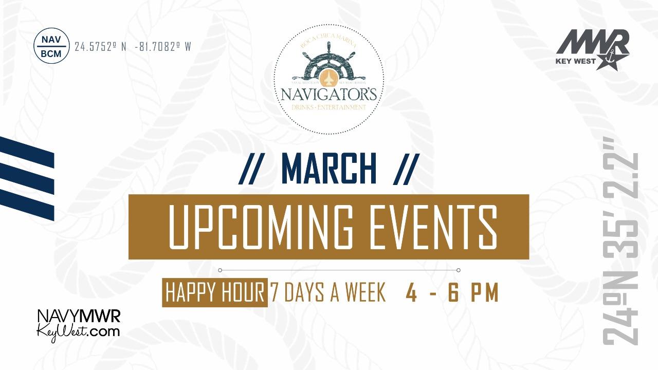 Live entertainment at Navigator's Bar on Boca Chica from 4 - 7 PM with dinner specials by Fly Away Cafe. 